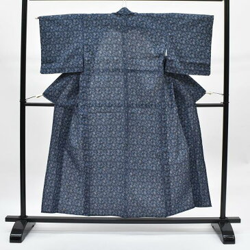 【全品10%OFF】【中古】 リサイクル 小紋 / 帯 セット 正絹 仕立て上がり / リサイクル着物 / 単衣 リサイクル 裄62cm 裄Sサイズ 身丈142cm SSサイズ 青色系 花文様 mm0222b 【着物ひととき】