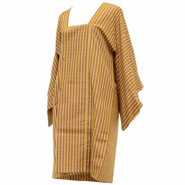 【中古】 リサイクル コート 塵除け 正絹 道行衿 はおり 身丈99cm 裄63.3cm 黄八丈 残布有 格子文様 茶系 特選逸品★★★★★ 【着物ひととき】mm1574b お中元