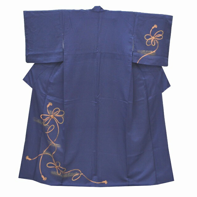 Rakuten - 【P5倍】【30%OFF★在庫復活】【中古】 リサイクル 訪問着 正絹 仕立て上がり 袷 付下げ リサイクル着物 リサイクル訪問着 裄66cm M 身丈159.5cm M ちょっとふくよかL 紺色系 組紐文様 特品★★★★ mm3207b 【着物ひととき】