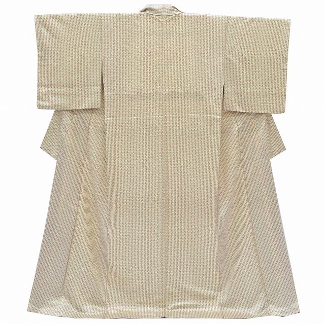 樂天商城 - 【P5倍】【30%OFF★在庫復活】リサイクル 小紋 正絹 綸子 仕立て上がり 身丈162cm L 裄丈65.5cm M リサイクル着物 ちょっとふくよかL ベージュ色系 小花文様 良品★★★ qq0943b 【中古】【着物ひととき】