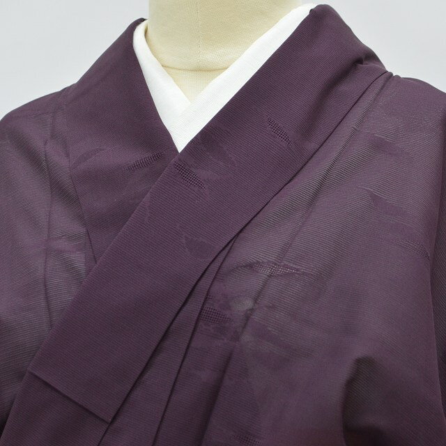 ＼スーパーSALE限定逸品★30％OFF／ 【中古】色無地 夏物 リサイクル着物 正絹 仕立て上がり 絽 身丈 159cm 裄 62.3cm Mサイズ 紫系 幾何学文様 良品 リユース フォーマル セミフォーマル kimono rr0190b 【r26】