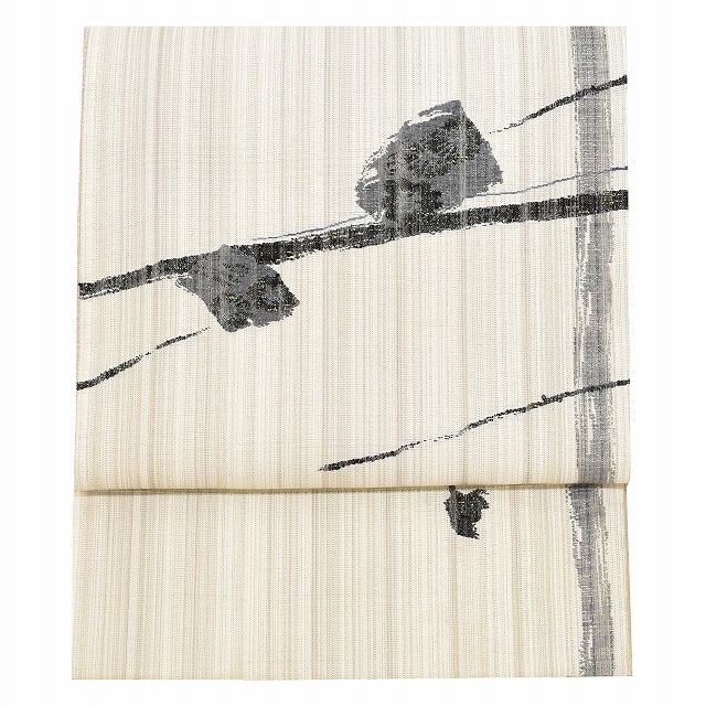 袋帯 正絹 中古 リサイクル 振袖用 フォーマル 全通 礼装用 黒 白 黒留袖 カジュアル 仕立て上がり 着物 ベージュ色系 植物文様 ss0546b麻 梅 シルバー