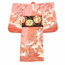 \全品ポイント10倍&10%OFFクーポン/ 【中古】 女の子 七五三 7歳 着物 帯 2点セット 祝い帯 リサイクル着物 正絹 753 ピンク色系 桜 鶴文様...