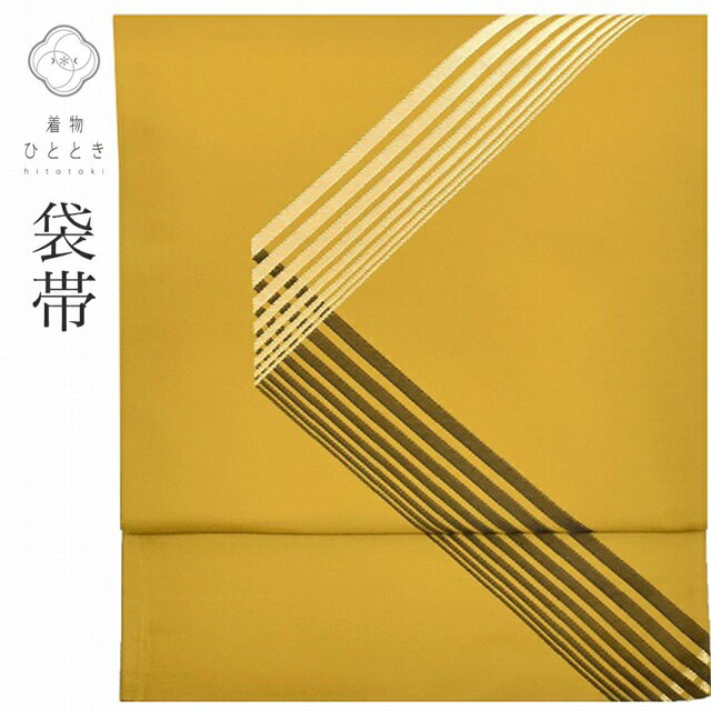 樂天商城 - 【P5倍】【30%OFF★在庫復活】 袋帯 正絹 リサイクル帯 仕立て上がり 洒落袋 金糸 小紋 色無地 着物 茶色系 幾何学文様 良品 ss0990b 【中古】【r26】
