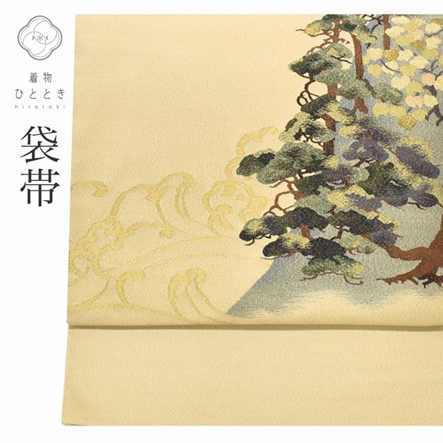【Fashion THE SALE限定×30％OFF】 【中古】 袋帯 リサイクル 正絹 フォーマル 礼装用 美品 松 波文様 つづれ織 お太鼓柄 綴織 金糸 ss1104b 【 送料無料 リユース 和服 結婚式 お祝い お茶会 パーティー 入学式 卒業式 お茶会 お茶席 茶道 着物 帯 kimono 通販 】