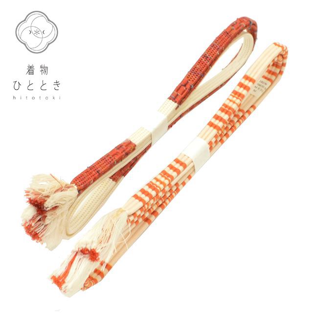 【中古】 帯締め 2点セット 正絹 リサイクル帯締め 茶 白色系 平組 着付け小物 和装小物 kkb2980b [ 和服 カジュアル着物 アウトレット レトロ アンティーク プチプラ お洒落 普段着 お稽古 アウトレット きもの kimono ]