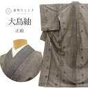 【中古】 リサイクル着物 大島紬 正絹 仕立て上がり 裄66.3cm 身丈165cm L 茶色系 草花文様 9マルキ 紬 tt0171b [ 着物 中古 帯 リ...