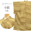 【中古】 小紋 リサイクル着物 化繊 裄67cm 身丈162.5cm L 茶色系 植物文様 洗える着物 袷 上質 セミフォーマル 春 夏 秋 冬 仕立て上がり