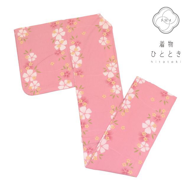 【中古】 浴衣 単品 木綿 リサイクル浴衣 レディース 裄66.5cm 身丈163.5cm L ピンク色系 桜文様 撫松庵 綿紬 tt0706b [ 着物 中古...