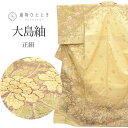 リサイクル着物 大島紬 染大島 正絹 仕立て上がり 裄64.5cm 身丈161.5cm L 茶色系 秋草花文様 絞り 紬 tt0881b 【中古】 [ 和服 カ...