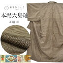 【中古】 本場奄美大島紬 泥染め 正絹 美品 未使用品 仕立て上がり 裄65.5cm 身丈157.5cm M リサイクル着物 茶色系 植物文様 tt0868b ...