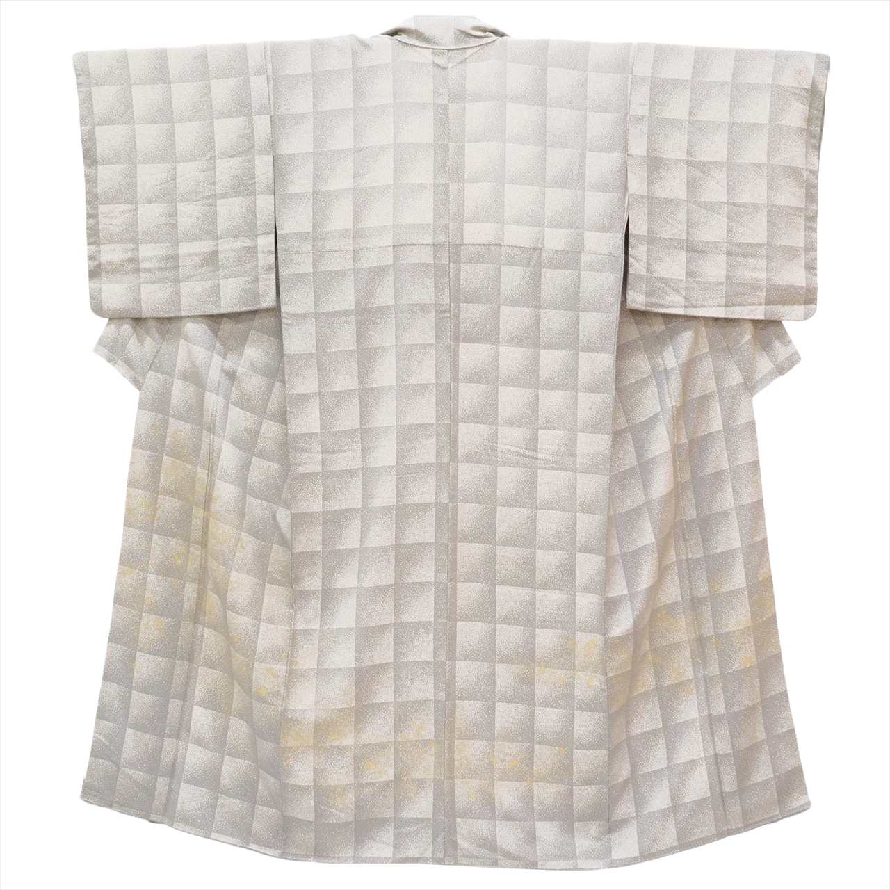 ＼最大15%OFF+P5倍／ 【中古】 小紋 正絹 身丈151cm 裄68.3cm 仕立て上がり グレー色系 市松文様 縮緬 金彩 袷 リサイクル着物 tt1533b [ 和服 カジュアル着物 アウトレット レトロ アンティーク プチプラ お洒落 普段着 お稽古 アウトレット きもの kimono ]