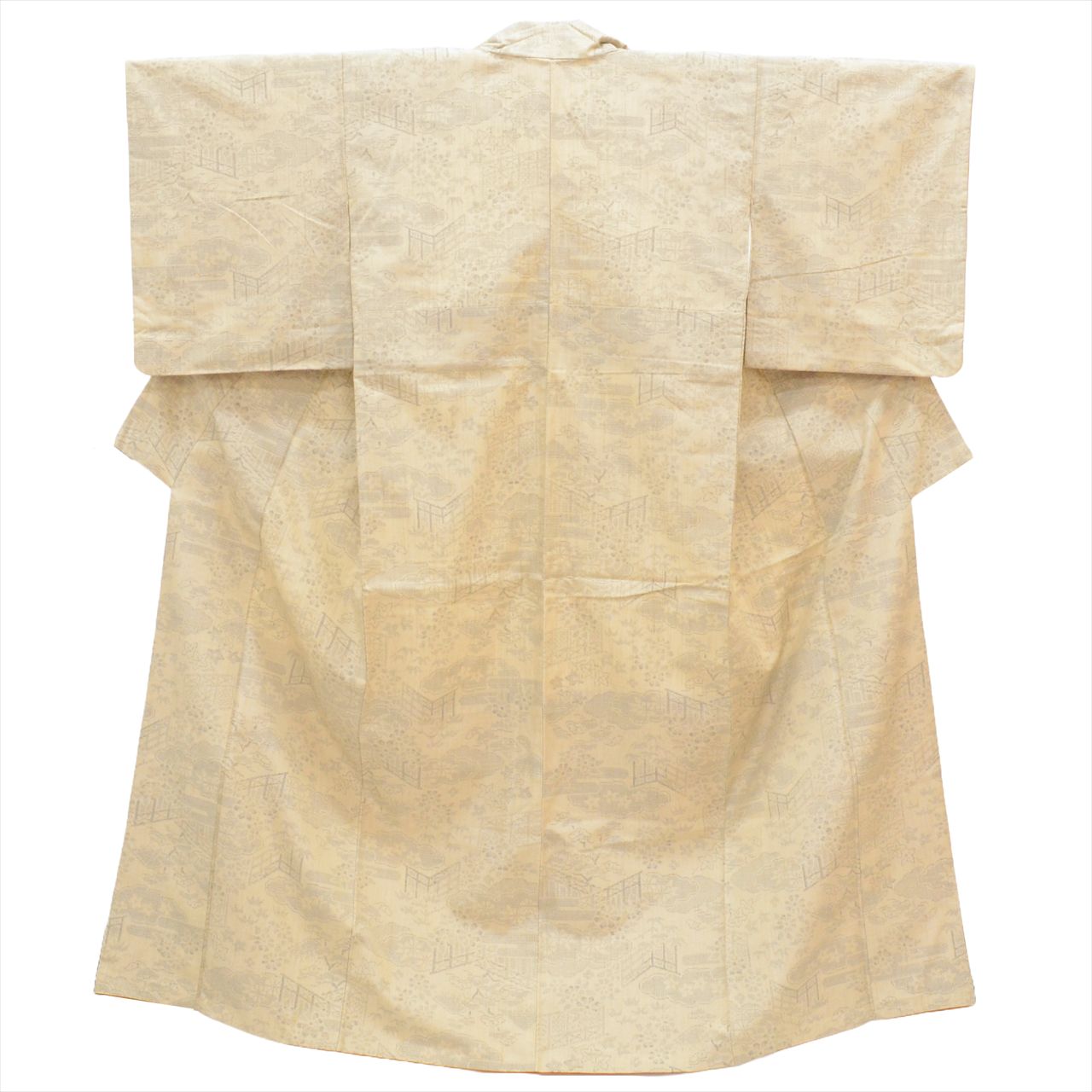 【中古】 結城紬 正絹 身丈155cm S 裄63cm 仕立て上がり リサイクル着物 風景 亀甲絣文様 tt2171b[ 和服 カジュアル着物 アウトレット レトロ アンティーク プチプラ お洒落 普段着 お稽古 アウトレット きもの kimono ]