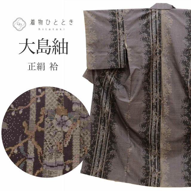 ＼クーポン利用で最大15 OFF P5倍／ 【中古】 大島紬 着物 正絹 リサイクル 身丈153cm S 裄64cm 仕立て上がり 袷 紫色系 樹木文様 9マルキ 【 紬 紬の着物 リサイクル紬 正絹 袷 紬 着物 中古 古着 アウトレット 送料無料】tt2567b