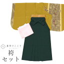 【中古】 二尺袖 袴 セット 美品 化繊 身丈169cm LL 裄70.5cm 仕立て上がり リサイクル着物 茶色系 梅文様 長襦袢 半幅帯付き レディース 女...