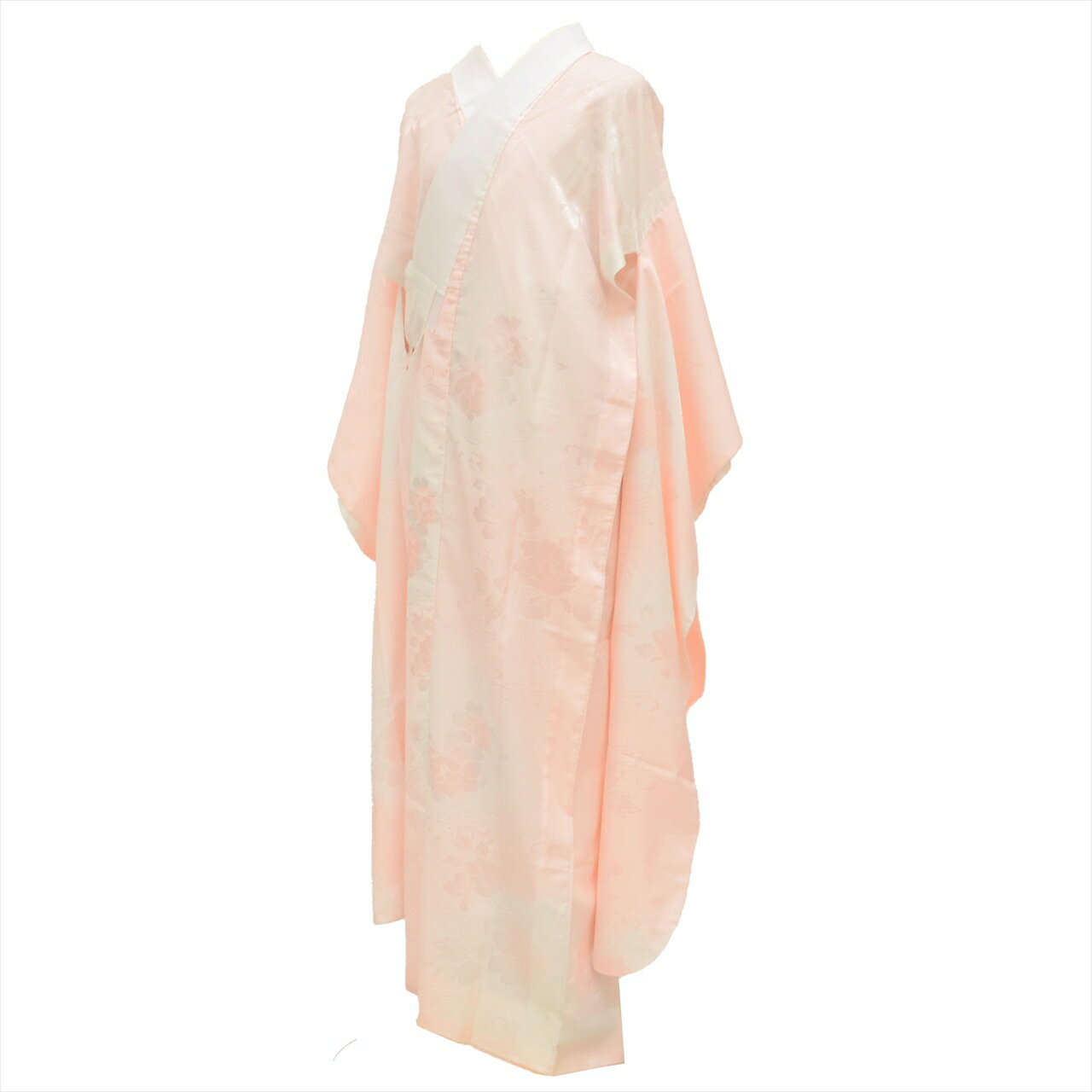 ＼最大15%OFF+P5倍／ 【中古】 長襦袢 袖無双 振袖用 化繊 仕立て上がり リサイクル着物 身丈138cm 裄62cm ピンク色系 牡丹文様 半衿付き レディース uu0314b 3