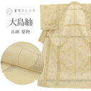 【中古】 リサイクル 大島紬 正絹 白大島紬 夏 仕立て上がり 身丈164.5cm L 裄62.5cm ベージュ色系 花唐草文様 リサイクル着物 uu0732b