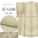 【中古】 リサイクル 大島紬 正絹 夏 身丈148cm SS 裄62cm 仕立て上がり リサイクル着物 夏大島 証紙あり グレー色系 植物文様 uu0914b
