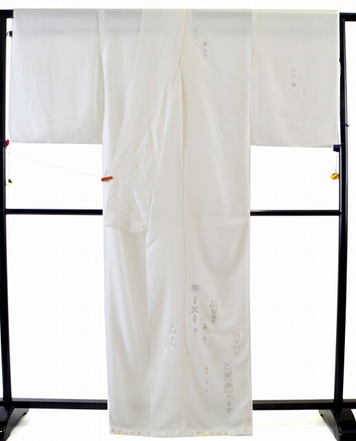 リサイクル着物 附下 夏物 絽 夏着物 正絹 刺繍 未仕立て 仮絵羽 白地 付け下げ 付下げ kmn1386-smd【着物 お値打ち 通販 呉服 きもの】【中古】