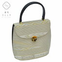 【中古】 リサイクル着物 和装バッグ 単品 礼装用 帯地 手提げ型 ベージュ グレー色系[ 和服 カジュアル着物 アウトレット レトロ アンティーク プチプラ ...