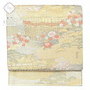 【中古】 袋帯 振袖用 フォーマル 礼装用 カジュアル リサイクル 黒 夏用 白 交織 結婚式 仕立て上がり 京名所文様 金色系 mm3296b 夏帯 黒留袖 ...