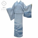【中古】 訪問着 中古 身丈161cm 裄丈67.5cm リサイクル着物 正絹 仕立て上がり リサイクル訪問着 袷 美品 L L ちょっとふくよかL 青色系 波...