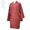 【中古】 リサイクル着物 身丈87.8cm 裄丈66.5cm リサイクル 道中着 正絹 仕立て上がり 秋用 冬用 塵除け 着物衿 はおり 幾何学文様 赤色系 特...