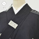 【中古】 結城紬 リサイクル着物 正絹 仕立て上がり 女性 モデルサイズ裄裄70cm L 身丈165.5cm M ちょっとふくよかL 黒系 花文様 特選逸品★★...