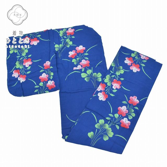 【中古】 リサイクル着物 身丈155.5cm 裄丈69cm リサイクル 浴衣 単品 綿 仕立て上がり 夏物 コーマ地 注染染め 夏祭り 花火大会 S L 紺色系...