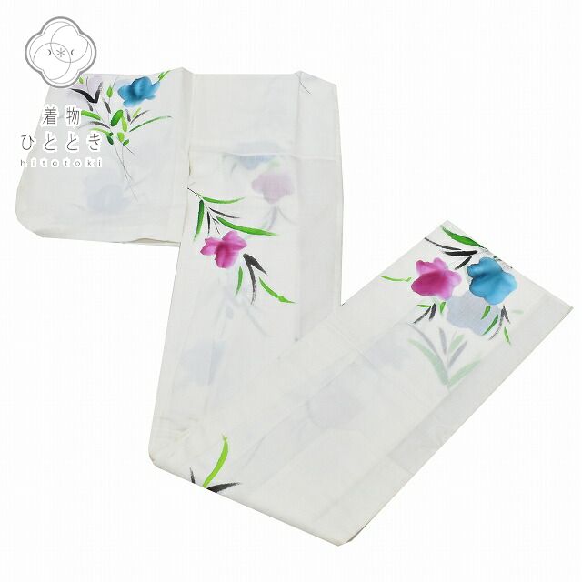 【中古】 リサイクル着物 浴衣 身丈156.5cm 裄丈65cm 単品 レディース 夏物 化繊 夏祭り 花火大会 M 白系 花文様 良品 [ 着物 中古 帯 リサイクル 振袖 浴衣 袴 和服 古着 ] rr0447b