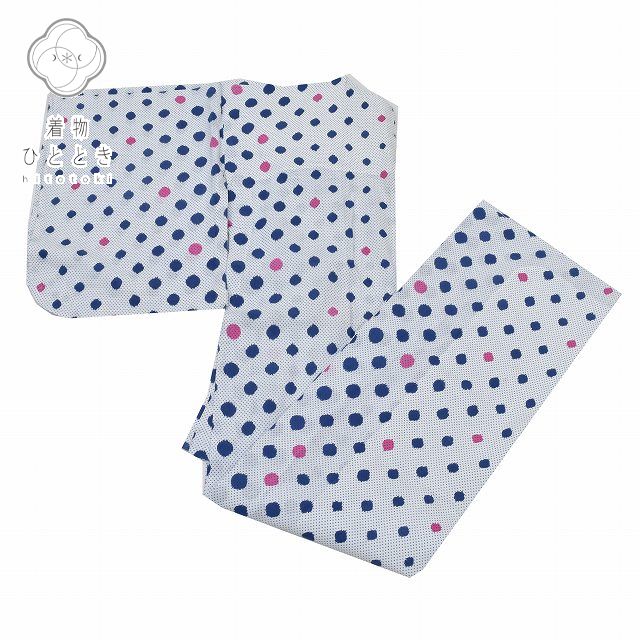 【中古】 リサイクル着物 浴衣 身丈145.5cm 裄丈64.5cm 単品 レディース 夏物 綿 夏祭り 花火大会 SS 白系 水玉文様 良品 [ 着物 中古 ...