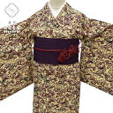 【中古】 小紋 リサイクル着物 袋帯 セット 正絹 仕立て上がり 帯締め付き 袷 西陣織証紙付 コーディネート 身丈154cm 裄65.5cm S ちょっとふく...