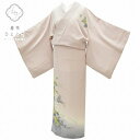 【中古】 リサイクル着物 身丈158.7cm 裄丈67cm 付下げ 正絹 仕立て上がり 袷 友禅 落款有 M ちょっとふくよかL ピンク系 草花文様 特品 [ ...