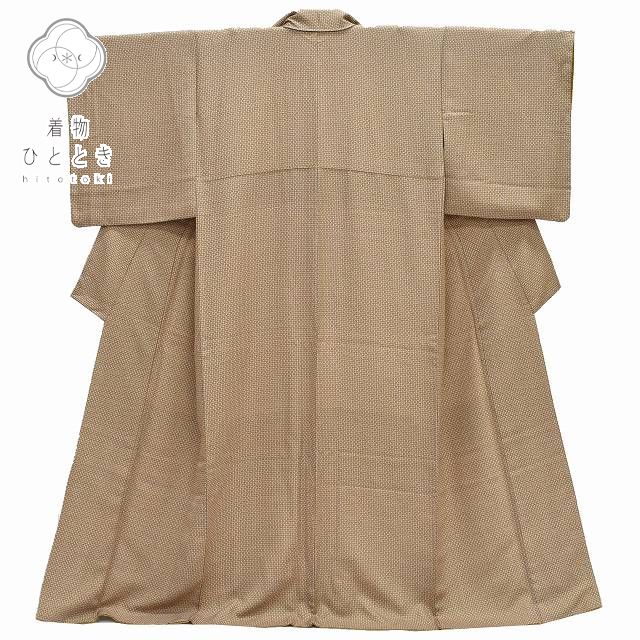 【中古】 小紋 リサイクル着物 身丈159.7cm 裄丈65.5cm 正絹 縮緬 モダン M ふくよかLL 茶色系 水玉文様 上質 セミフォーマル 春 夏 秋 ...