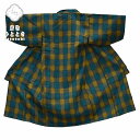 【中古】 リサイクル着物 お宮参り 一つ身 男の子 ウール 産着 初着 祝着 中古 茶 紺色系 格子文様 良品★★★ [ 着物 中古 帯 リサイクル 振袖 浴衣...
