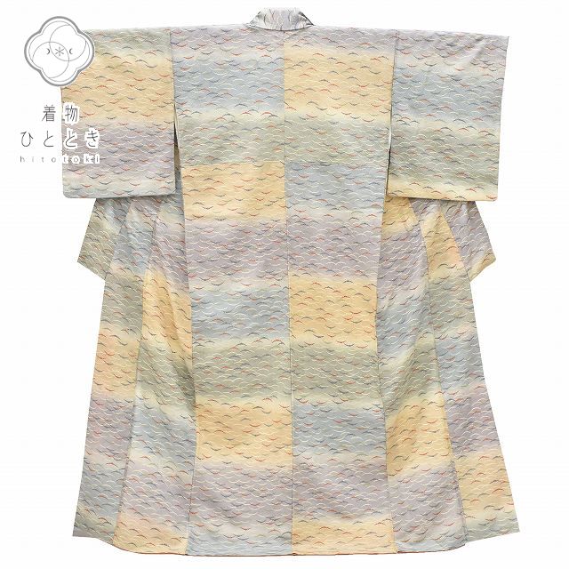 樂天商城 - ＼P5倍+最大15%OFFクーポン／ 小紋 リサイクル着物 身丈160cm 裄丈66.7cm 正絹 縮緬 仕立て上がり 丹後ちりめん 京友禅 M ちょっとふくよかL 青 紫色系 露芝草文様 特品 [ 和服 着付け教室 お茶 女性 カジュアル 初詣 アウトレット きもの kimono 着物ひととき] rr2017b