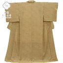 【中古】 小紋 リサイクル着物 身丈161cm 裄丈67cm 正絹 縮緬 L ちょっとふくよかL 茶色系 流水文様 上質 セミフォーマル 春 夏 秋 冬 仕立て上がり