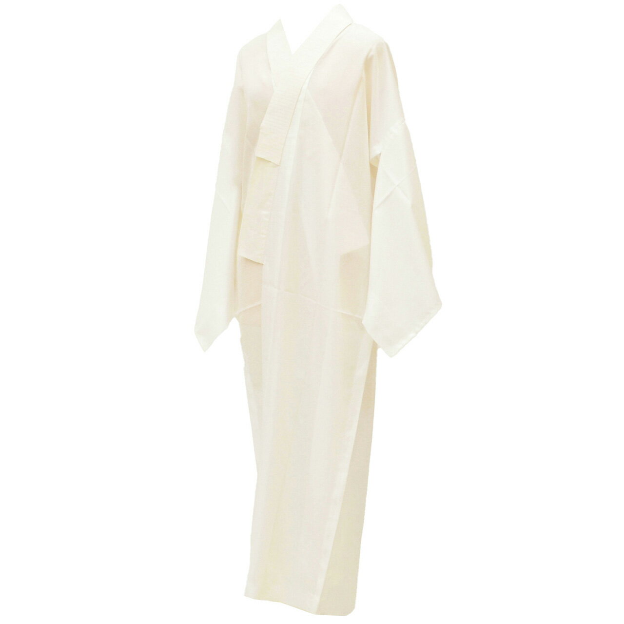 ＼20%OFF+P2倍★決算SALE／ 【中古】 長襦袢 夏物 化繊 リサイクル長襦袢 仕立て上がり 裄66cm 身丈130cm 白色系 絽 洗える 半衿付き レディース uu0575b