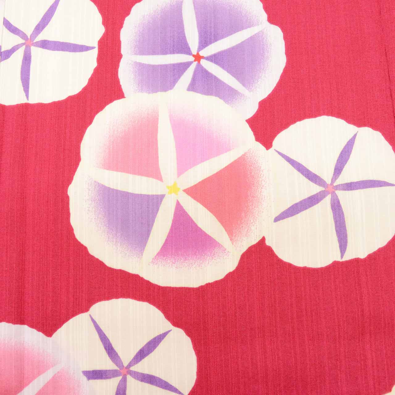 リサイクル着物 着物ひととき 中古の【中古】 浴衣 リサイクル着物 レディース 裄68cm 身丈162.5cm L 赤色系 単品 木綿 朝顔文様 KUMIKYOKU ブランド リユース uu1372b [ 夏祭り 花火大会 盆踊り リサイクル浴衣 リユース着物 和服 着物 古着 ]｜アングル3