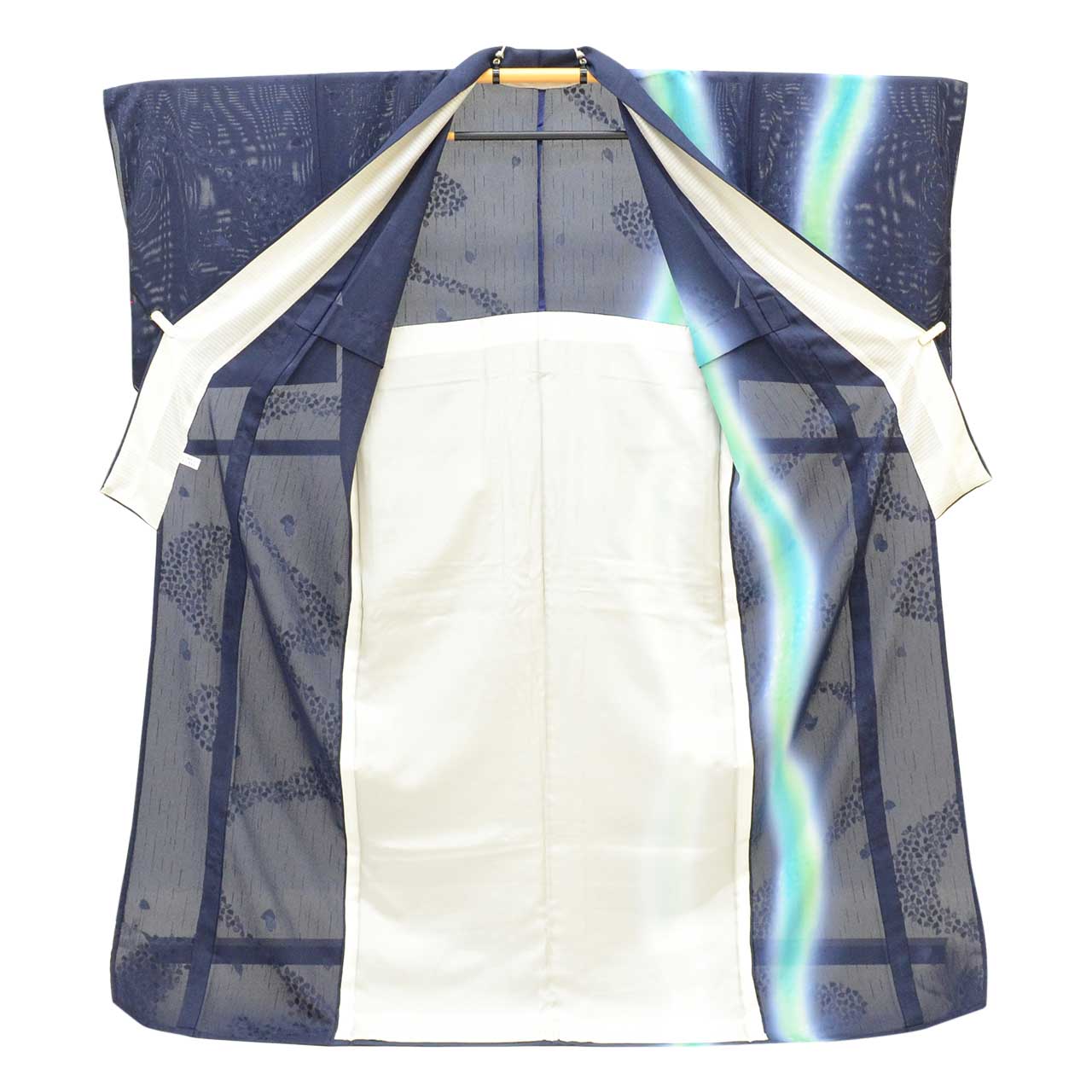 ＼P10倍+10%OFFクーポン／ 【中古】 付下げ 夏物 リサイクル着物 附下げ リユース 正絹 SILK Lサイズ ちょっとふくよか L 特品 身丈164.5cm 裄丈69cm 夏着物 紗 仕立て上がり 美品 未使用品 紺 桜 ぼかし uu1490b