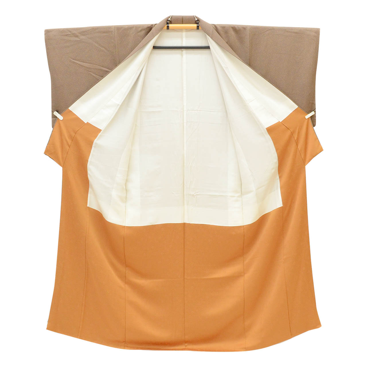【中古】リサイクル着物 江戸小紋 鮫小紋 正絹 SILK Mサイズ 特品 身丈156cm 裄丈63cm 袷 仕立て上がり 茶 あられ 付下げ柄 uu1558b 入学式 卒業式 入園