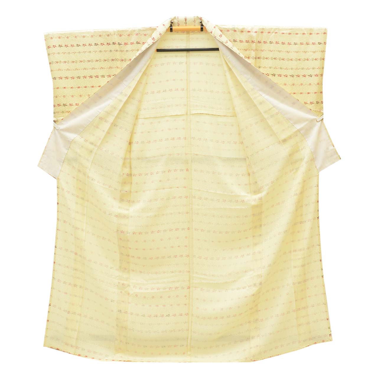 【中古】 リサイクル着物 小紋 着物 正絹 絹 Mサイズ 特品 身丈159cm 裄丈65cm 単衣 仕立て上がり 白 植物 幾何学 SILK シルク リユース uu2348b