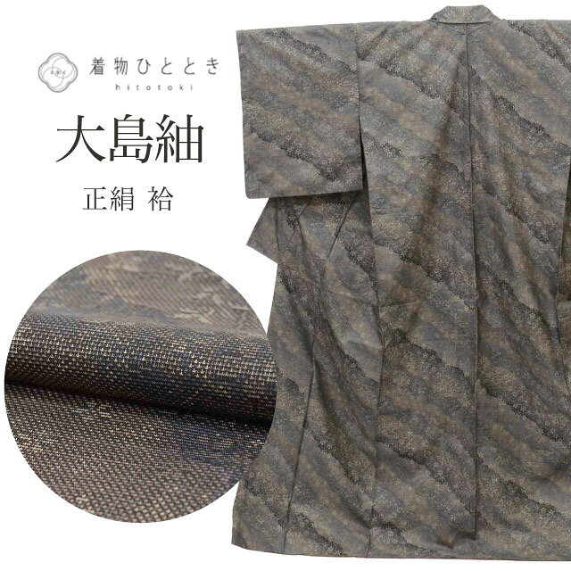 Rakuten - ＼スーパーSALE★20%OFF／【中古】 大島紬 リサイクル着物 着物 正絹 絹 Lサイズ ちょっとふくよかL 特品 身丈161cm 裄丈65.5cm 袷 仕立て上がり 片ス式 7マルキ 茶 草花 SILK シルク リユース vv0277