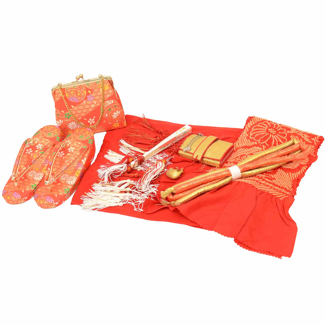 ＼17周年SALE★ポイント10倍+15%OFF／【中古】 女の子 七五三 7歳 着付け小物 8点セ...