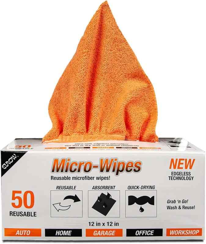 【業務・家庭用】Eurow マイクロファイバークロス 50枚入 (オレンジ) 200GSM 高吸水 30x30cm 洗車 拭き取り