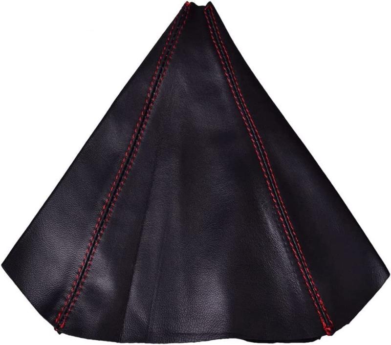 アリセン シフトブーツカバー マニュアル自動車用 ブラックレッド 革羊革 31cm×2cm