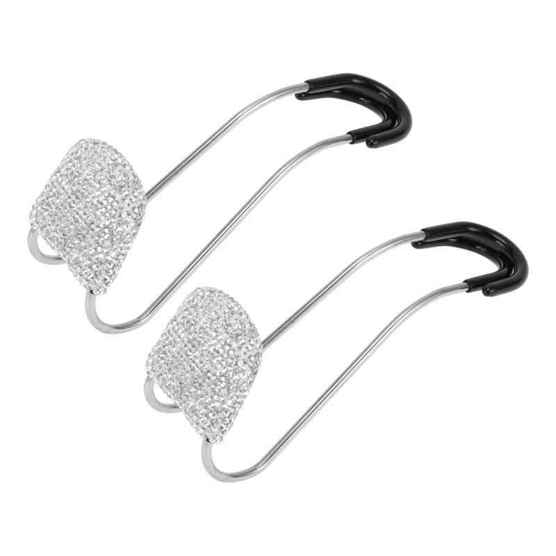 HEROFFIX 財布やバッグ 傘などに最適な2個セットの車のシートヘッドレストフック 頑丈な車のシートバックオーガナイザーフック ホワイトラインストーン6.14"x1.81"