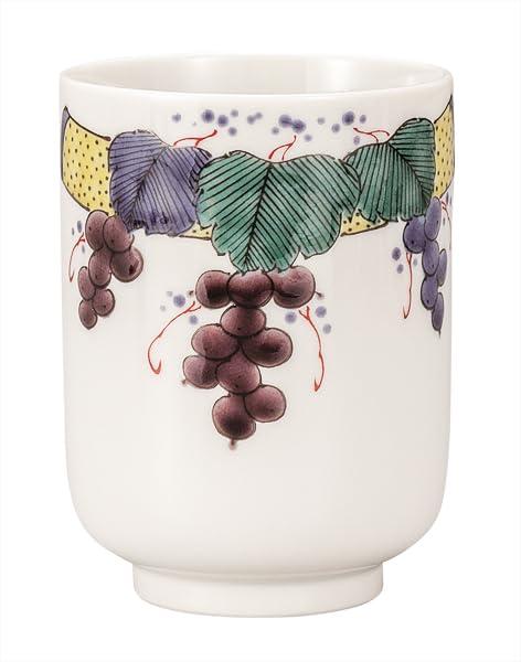 九谷焼いわたや 湯呑・色絵ぶどう文 K9-731