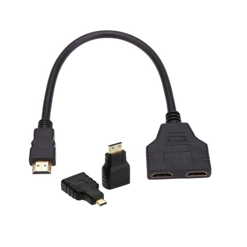 CY HDMI toデュアルHDMIメスYスプリッタスイッチ延長アダプタケーブルwith Micro & Mini HDMIアダプタ(2.0)