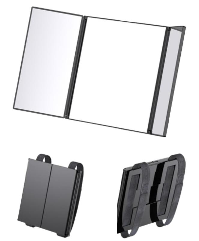 Crystal craft サンバイザーミラー バニティミラー 車 後付け 三面鏡 メイクミラー 助手席 運転席